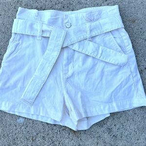 PAIGE High Waist Cream Belted Shorts